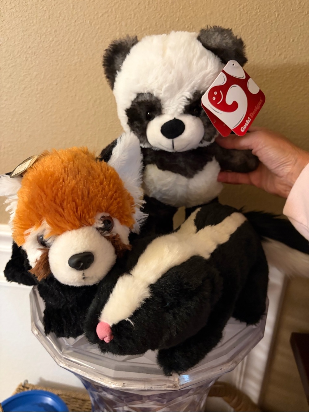 Plush Lot Wild Republic Red Panda Black and White Panda and a Skunk